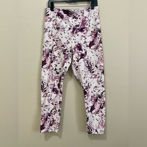 BALANCE COLLECTION Women High Rise Dri Wick Leggings Wild Plum Floral Sz Medium